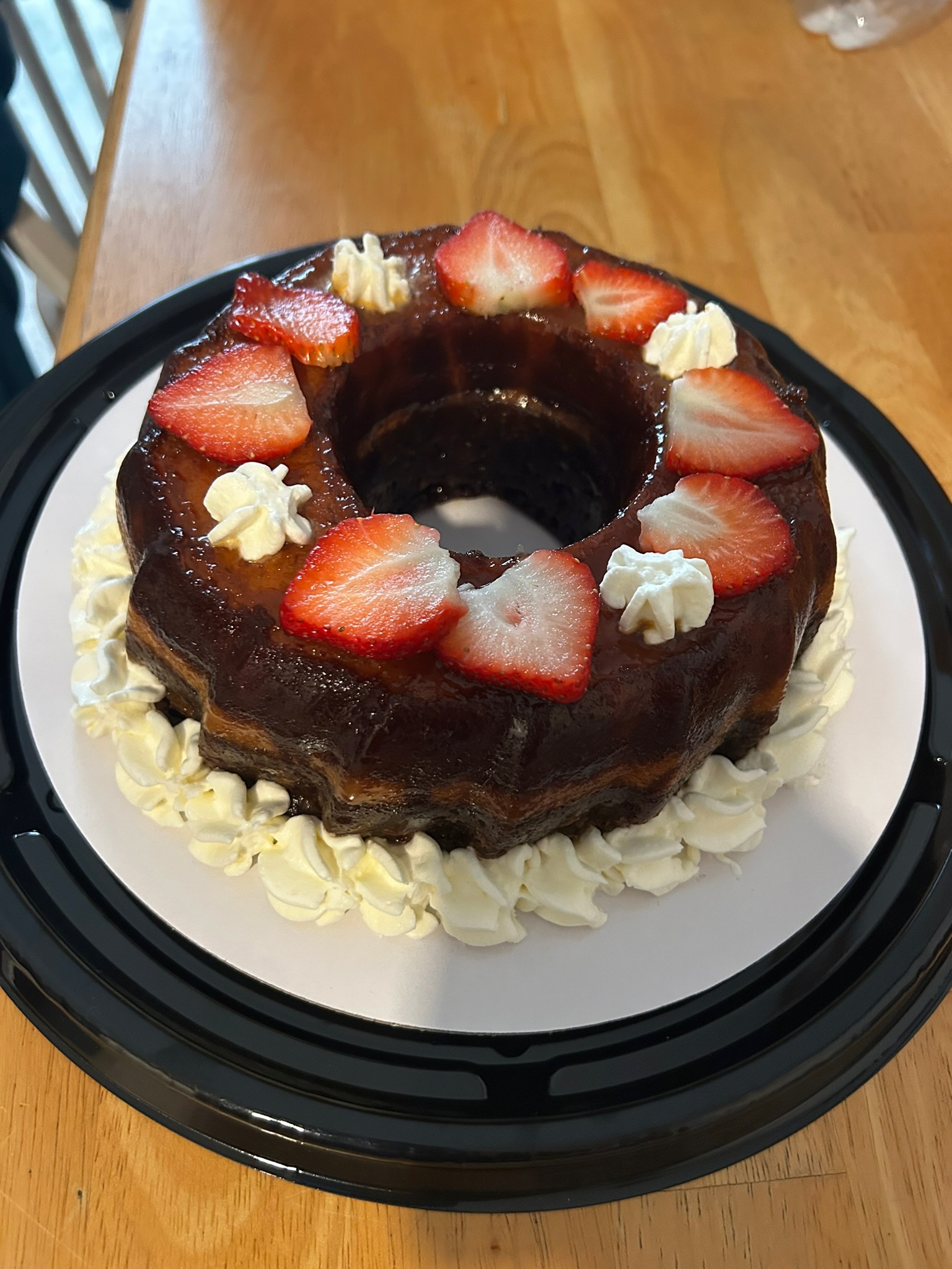 Homemade chocolate cake with strawberries